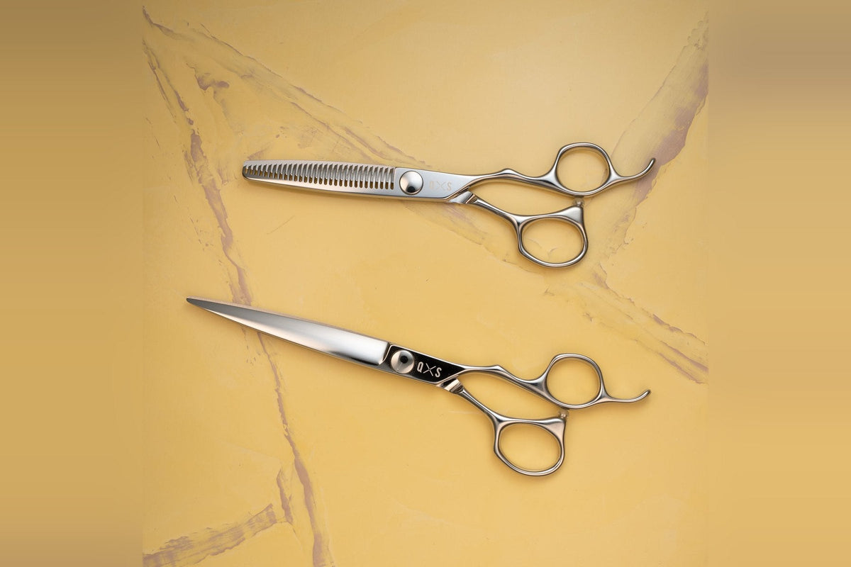 A cutting scissor and thinner, a first professional pair